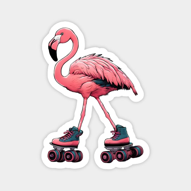 Roller Skating Flamingo Magnet by LM Designs by DS