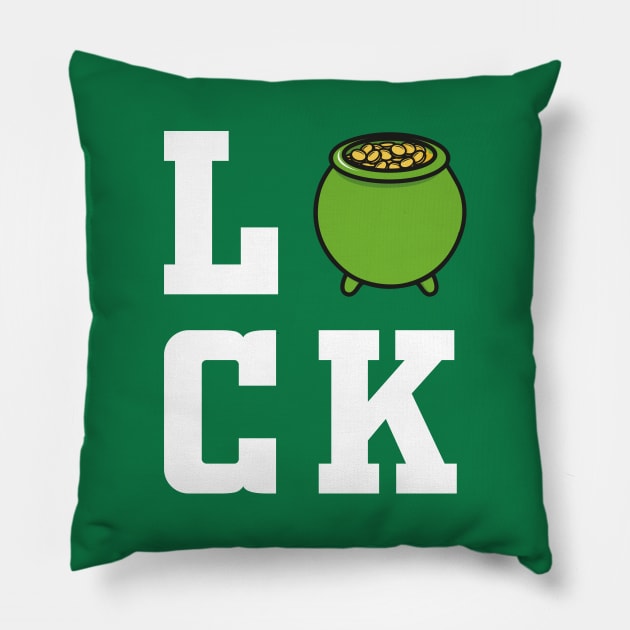 Luck pot of gold white saint patricks day Pillow by gastaocared