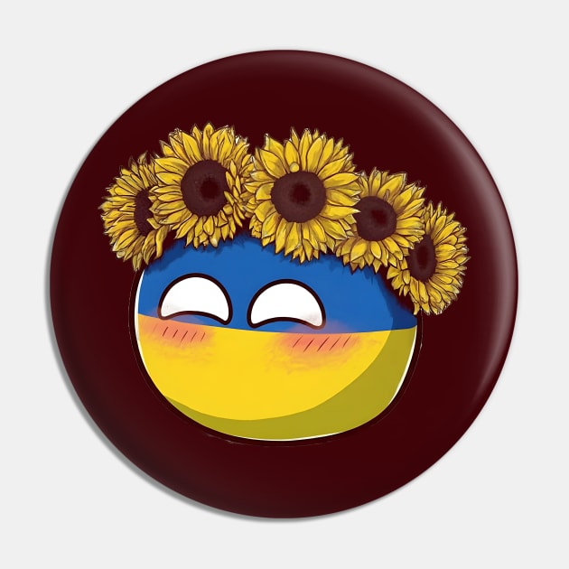 Ukraineball Polandball Countryball Sunflower Art Pin by Polandball World