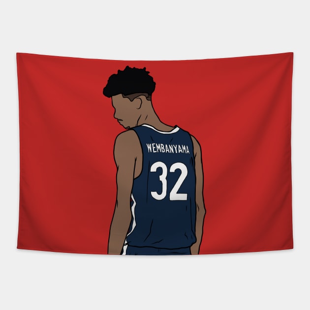 Victor Wembanyama Back-To Tapestry by rattraptees