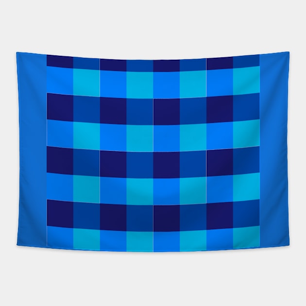 Shades of Blue Gingham Checkered Pattern Tapestry by aybe7elf