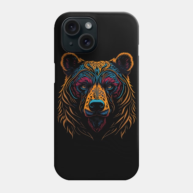 bear face colorful Phone Case by WoodShop93