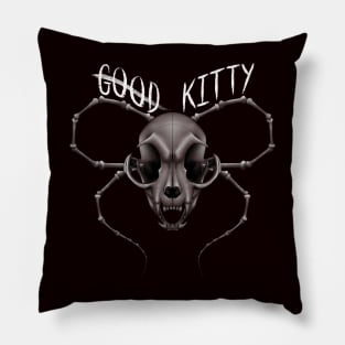 G̶o̶o̶d̶ Kitty Skull White Text Red Pillow