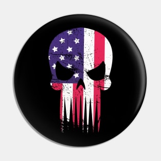 Usa Flag American Skull Military Veteran Patriotic Army  T-Shirt Pin