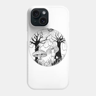 Enchanted forest with mushrooms Phone Case