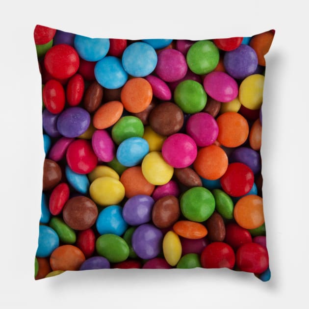 Colorful Candy, Candy Buttons, Sweets, Food Pillow by Jelena Dunčević
