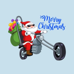 christmas motorcycle santa claus biker T-Shirt