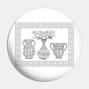 Greek Vase Line Art Pin