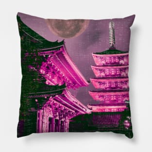 big pink full moon in japan Pillow