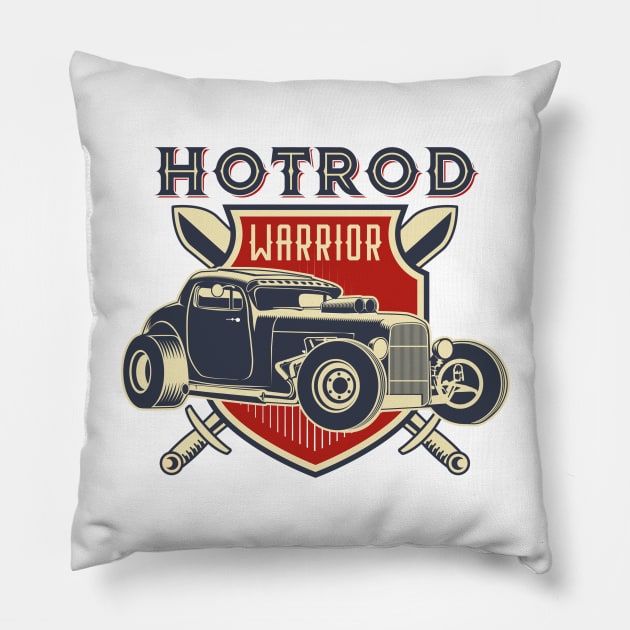 HOTROD WARRIOR FULLCOLOR Pillow by DirtyWolf