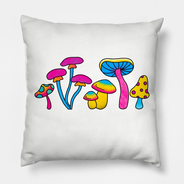 Pansexual pride flag mushrooms Pillow by anrockhi