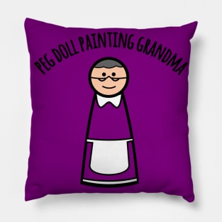 Peg Doll Painting Grandma Pillow