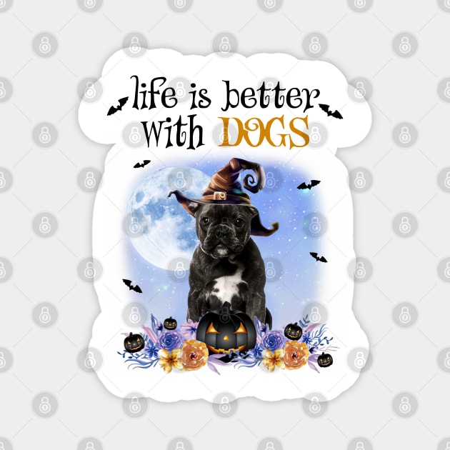 French Bulldog Witch Hat Life Is Better With Dogs Halloween Magnet by TATTOO project