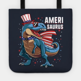 T Rex Dinosaur Uncle Sam 4th Of July Gift For Kids Boys Tote