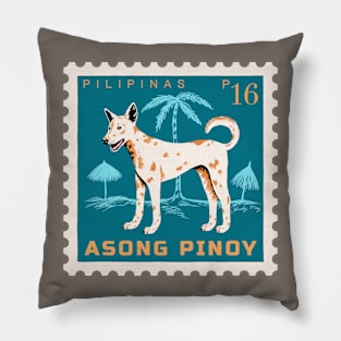 Asong Pinoy Dog Postage Stamp Pillow