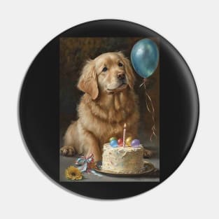 Golden Retriever Dog Birthday Card Pin