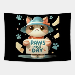 Pawsitively Charming: A Lovely Day with Sweet Cat Paws Tapestry