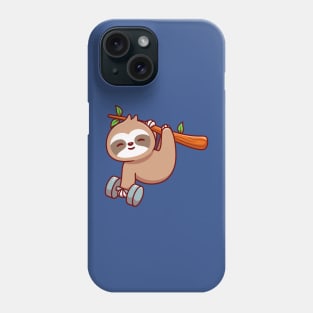 Cute Sloth Holding Dumbbell Cartoon Phone Case