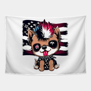 Cute Dog 4th Of July Rebel Rocket Tapestry