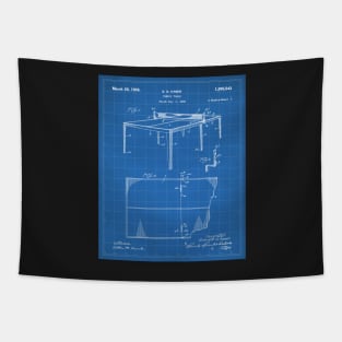 Table Tennis Patent - Ping Pong Fan Tennis Player Art - Blueprint Tapestry