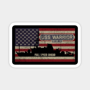 Warrior MCM-10 Countermeasures Ship Vintage USA American Flag Gift Magnet