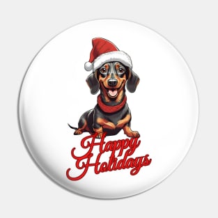 Happy Holidays Happy Dachshund Pin