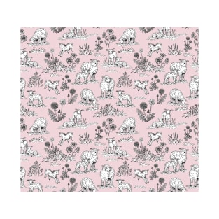 Sheep and Lambs on a Pasture Toile de Jouy (Pale Pink) T-Shirt