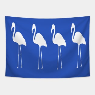 Flamingos in White Silhouette With Customizable Background Color Tapestry