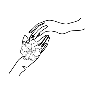 Hands line art | love | flower T-Shirt