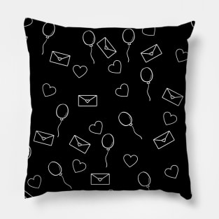 【Valentine's Day】black and white love heartu - black ver. Pillow