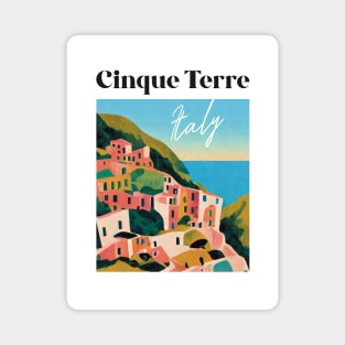 Abstract Cinque Terre Gouache Travel Poster Retro Wall Art Illustration Magnet