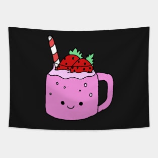 Strawberry Milkshake Kawaii Design Tapestry