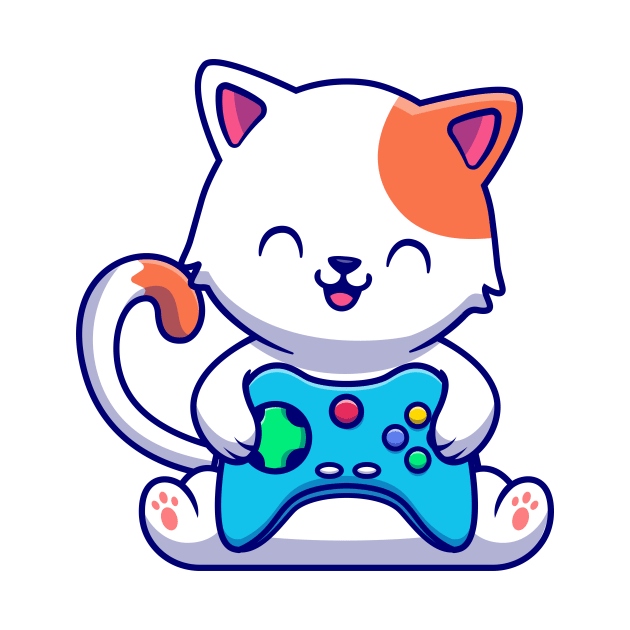 Cute Cat Gaming With Game Console by Catalyst Labs