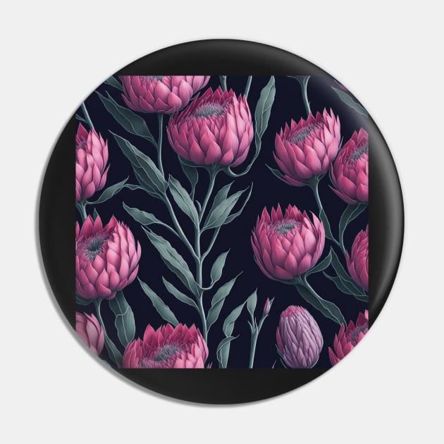Protea Flower Seamless Pattern | South Africa National Flower | National Sport Symbol | King Protea Pin by BraaiNinja