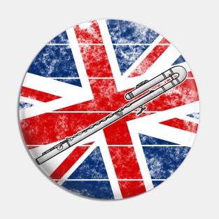 Bass Flute UK Flag Britain Flautist British Musician Pin