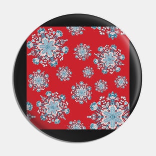 Blue, Pink and Red Mandala Snowflake Repeat Pattern Pin