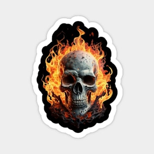 Skull on fire l Skull Tshirt design Magnet