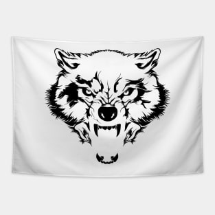 Wolf Head Hand Drawn Tapestry