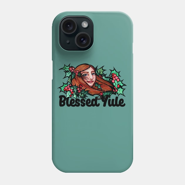 Blessed Yule Pagan Holiday Phone Case by bubbsnugg