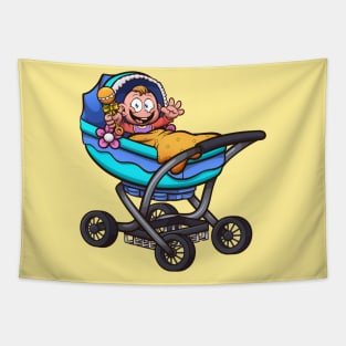 Cartoon Baby In Carriage Tapestry