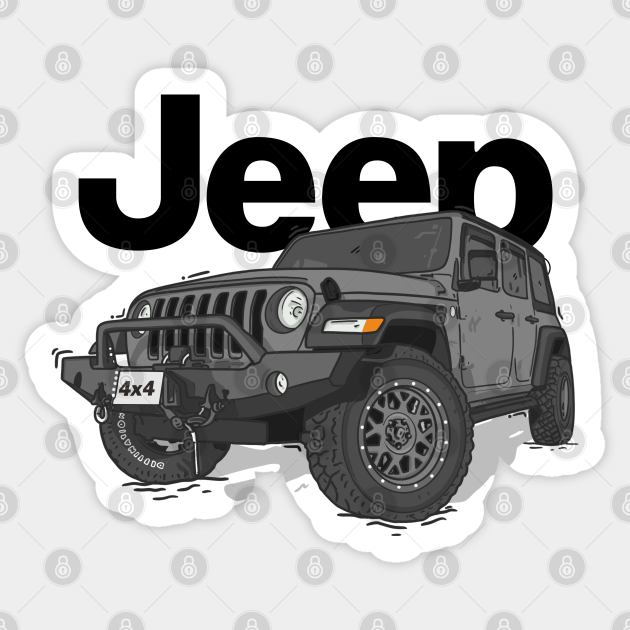 Grey Jeep Wrangler Rubicon - 4x4 Offroad - Sticker | TeePublic