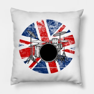 Drum Kit UK Flag Britain Drummer British Musician Pillow
