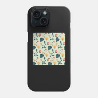 Tropical plant pattern orange and green Phone Case