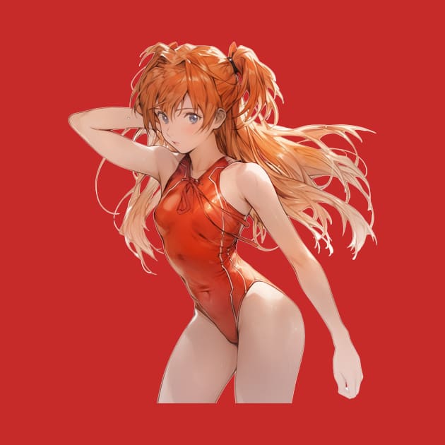 Asuka Langley Soryu Neon Genesis Evangelion Red Swimsuit by Graphicvibestore