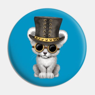 Cute Steampunk White Lion Pin