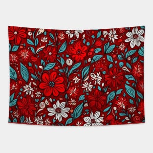 red flowers pattern gift ideas Tapestry