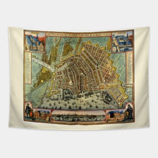 Antique Street Map of Amsterdam, Netherlands by Gerardus Mercator, 1633 Tapestry