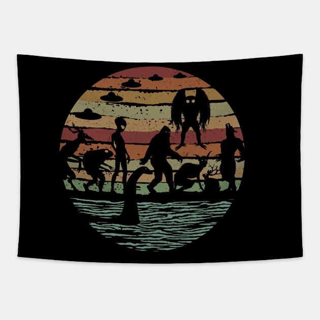 Cryptid Creatures Tapestry by Tesszero