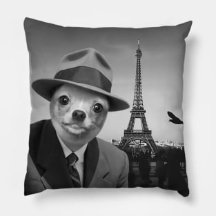 Gentleman Chihuahua in Paris Pillow