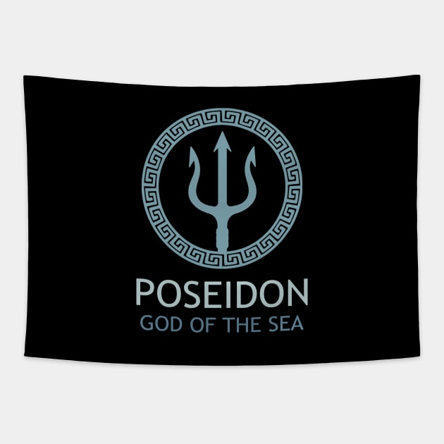 Poseidon Greek God of the Sea Trident Tapestry by AgemaApparel